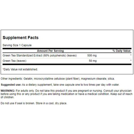 Swanson Green Tea Extract 500mg - 60 Capsules