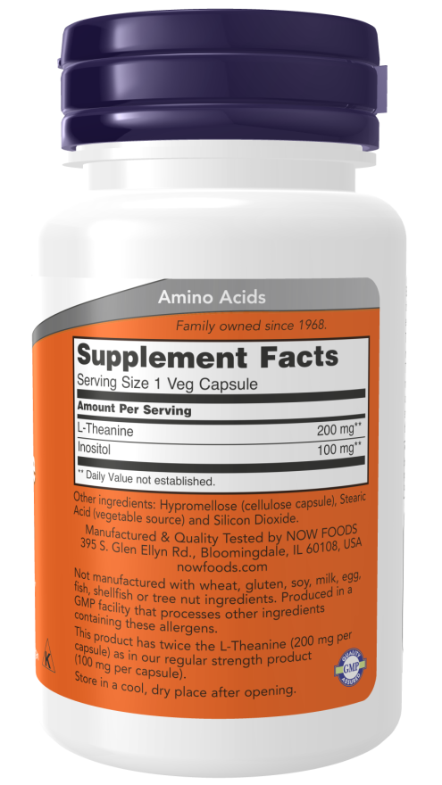 Now Foods L-Theanine Double Strength 200mg - 60 Veg Capsules