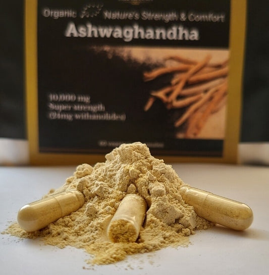 Dark Treasures Organic Ashwaghanda 10,000mg Super Strength - 60 Veg Capsules