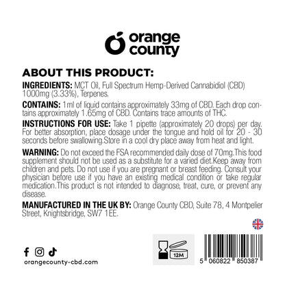 Orange County CBD Oil 1000mg - 30ml