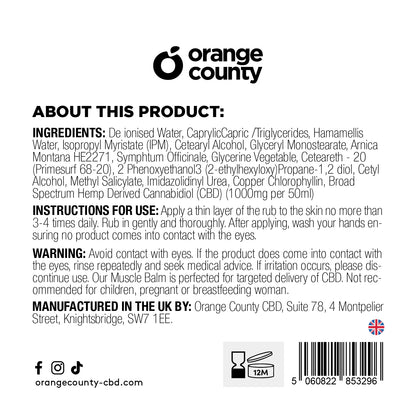 Orange County CBD Deep Freeze Balm 1000mg - 50ml