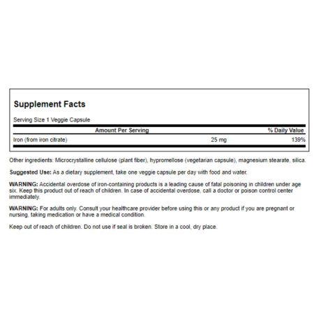 Swanson Iron Citrate 25mg - 60 Veg Capsules