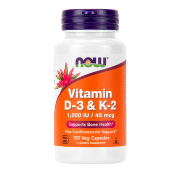 Now Foods Vitamin D3 & K2 - 120 Veg Capsules