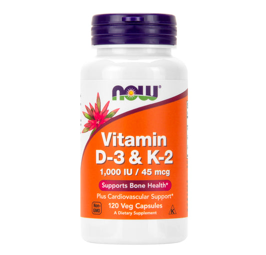 Now Foods Vitamin D3 & K2 - 120 Veg Capsules